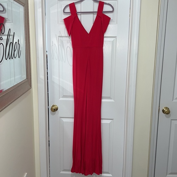 ABS Allen Schwartz Cold Shoulder Double V Gown - Picture 4 of 7